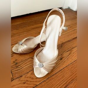 Size 8.5 Champaign-colored 2” Bridal Heels